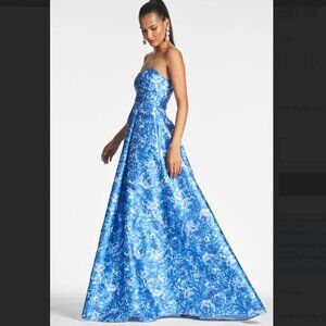 Sachin + Babi Blue Floral Strapless Dress
